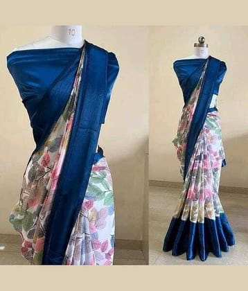 JIHANA FAB Georgette Printed Saree With Unstitched Blouse Piece ( Multicolor )