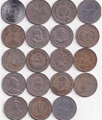 19 Different 2 Rupees Commemorative India Rare coin