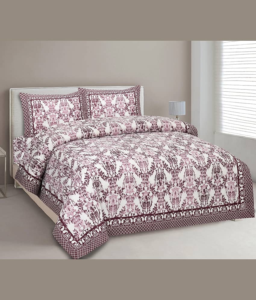 CLOTHORO Cotton 1 Double King Bedsheet with 2 Pillow Covers ( Multicolor )