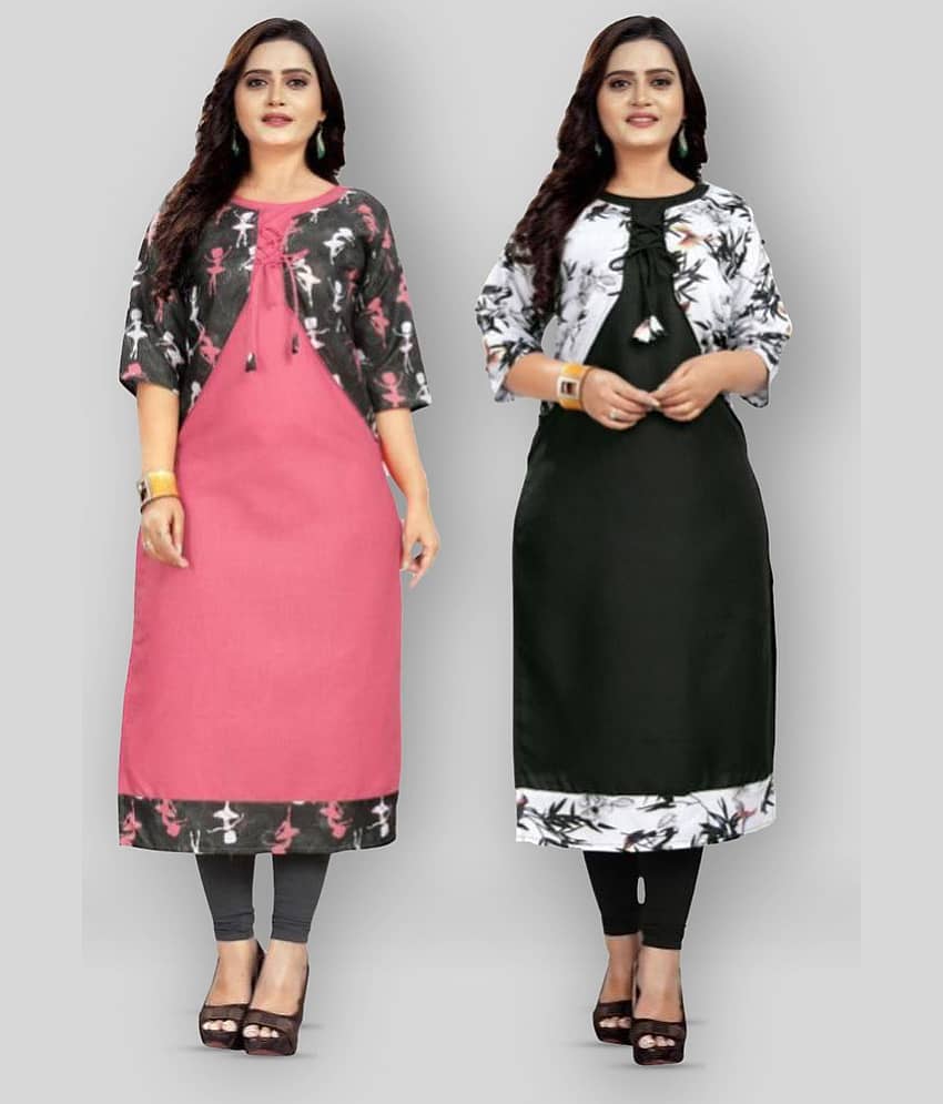 Lerkiza - Multicolor Cotton Women's Jacket Style Kurti ( Pack of 1 )
