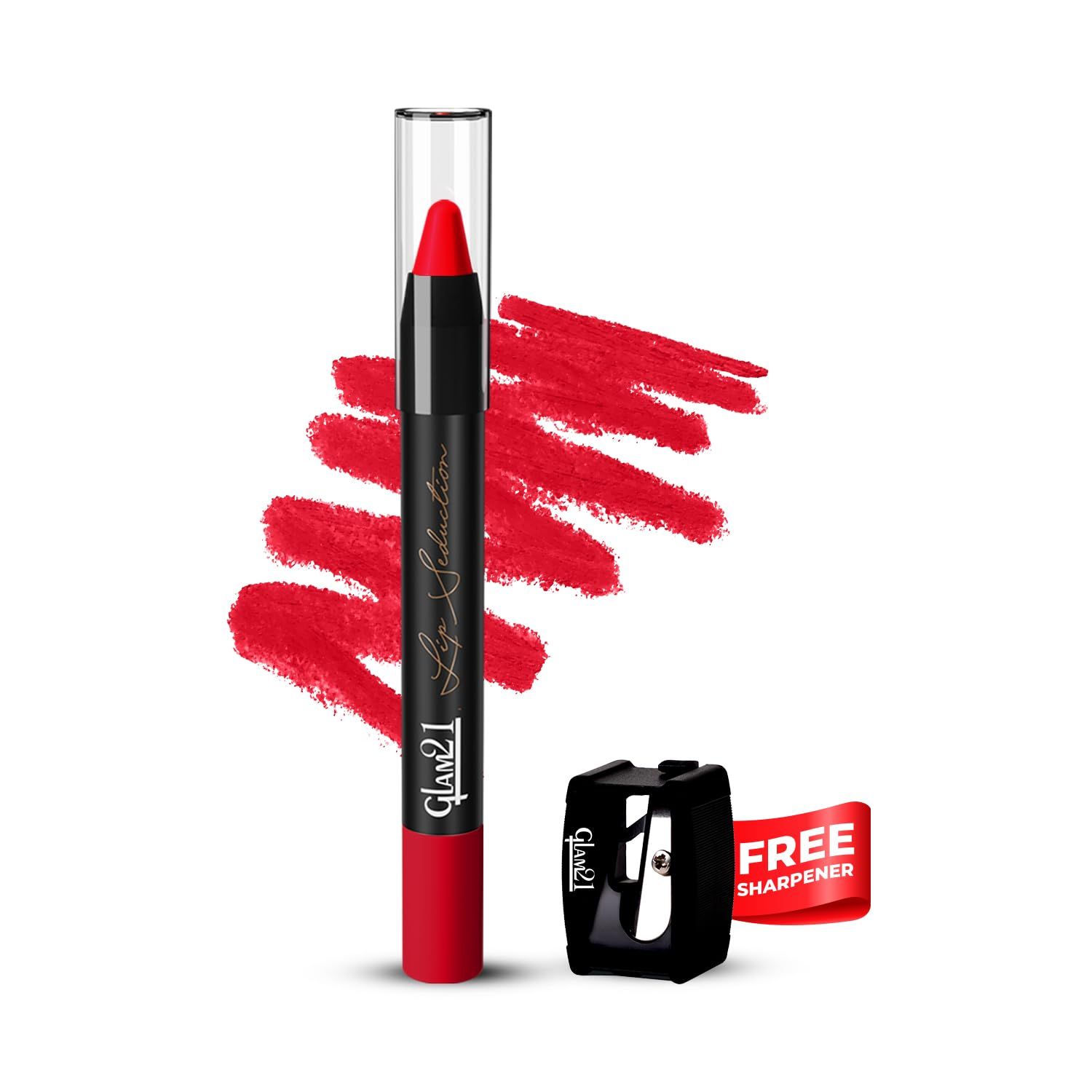 Glam 21 Lip Seduction Non- Transfer Crayon Lipstick up to 12 Hours Stay | Lightweight & Longlasting|Creamy Matte | Smudge Proof - 3.6gm|Sunny Red|016 Glam 21 Lip Seduction Non- Transfer Crayon Lipstick up to 12 Hours Stay | Lightweight & Longlasting|Crea