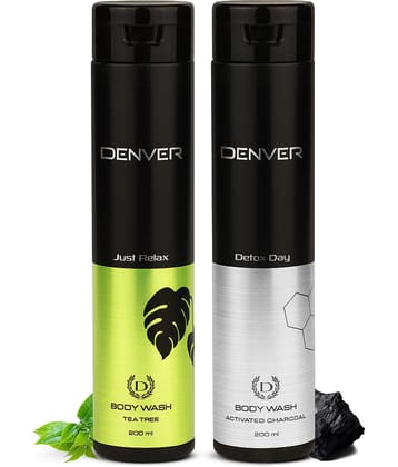 Denver Detox & Just Relax Body Wash - 200ML Each (Combo Pack of 2)