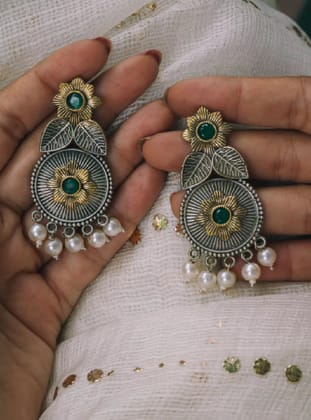 Dityaa Earrings-dark green