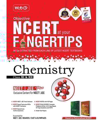 MTG Objective NCERT at your FINGERTIPS Chemistry - NCERT NEET/JEE Trend Indicator, Notes with HD Pages, Exam Archive & MCQs | NEET-JEE Books (Based on NCERT Latest Pattern For 2025 Exam)