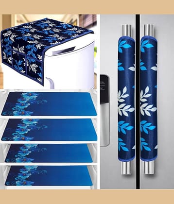 Exopick Set Of 7 Jute Blue Fridge Top Cover, Fridge Cover (Pack Of 7)