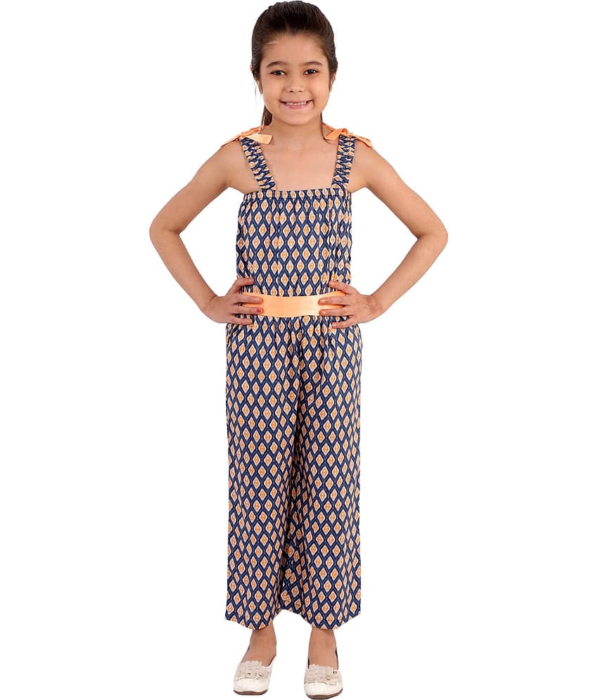 Kids Cave Girls Rayon Jumpsuit ( Pack of 1 , Blue )
