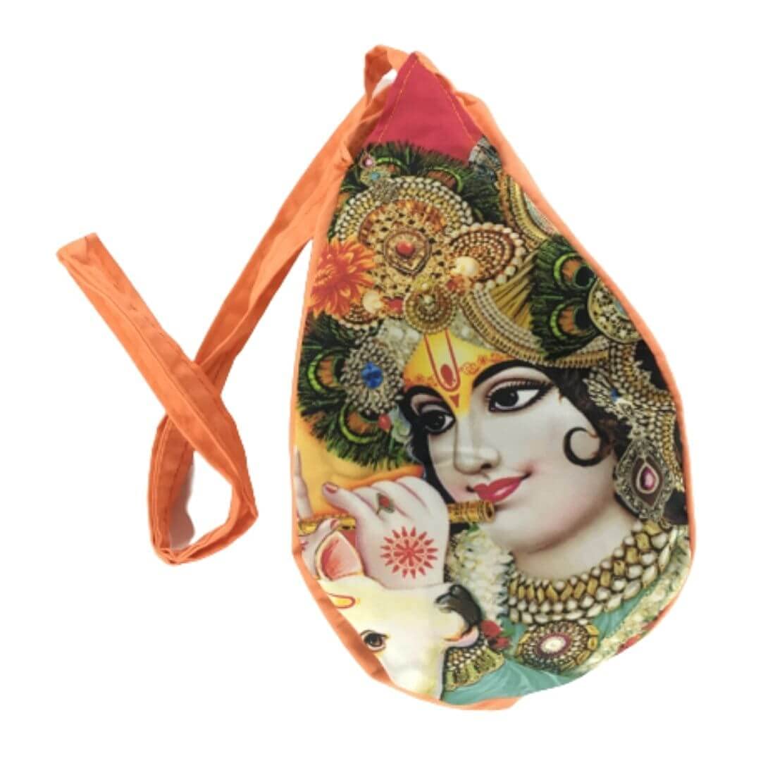 MAYAPURI Krishna Printed Chanting Bag/Gomukhi Japa Bag/Beads Bag with Zip Pocket (Pack of 1)