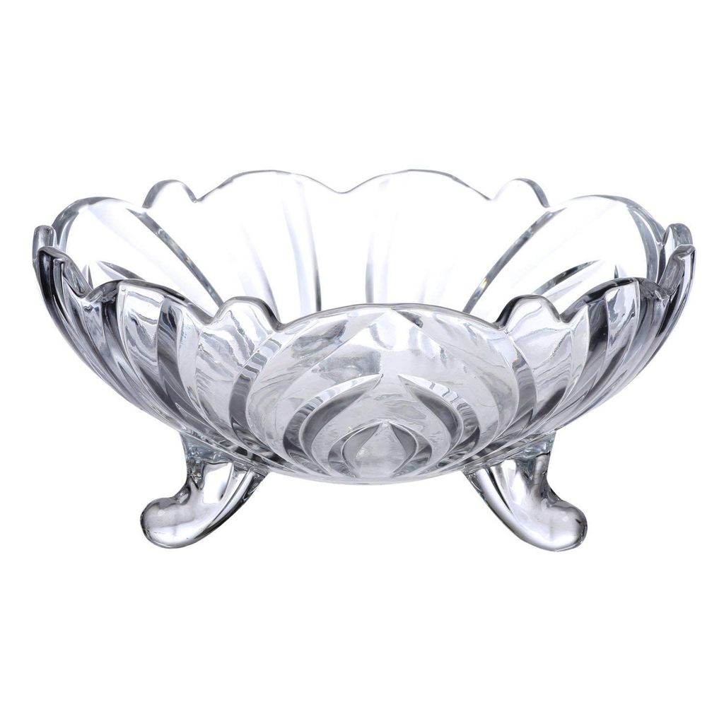 Crystal Glass Fruit Bowl Dry Fruit Plate Three-Legged Snack Candy Plates for Home, Restaurants and Companies