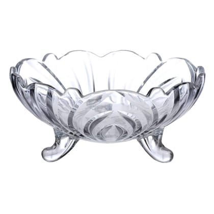 Crystal Glass Fruit Bowl Dry Fruit Plate Three-Legged Snack Candy Plates for Home, Restaurants and Companies
