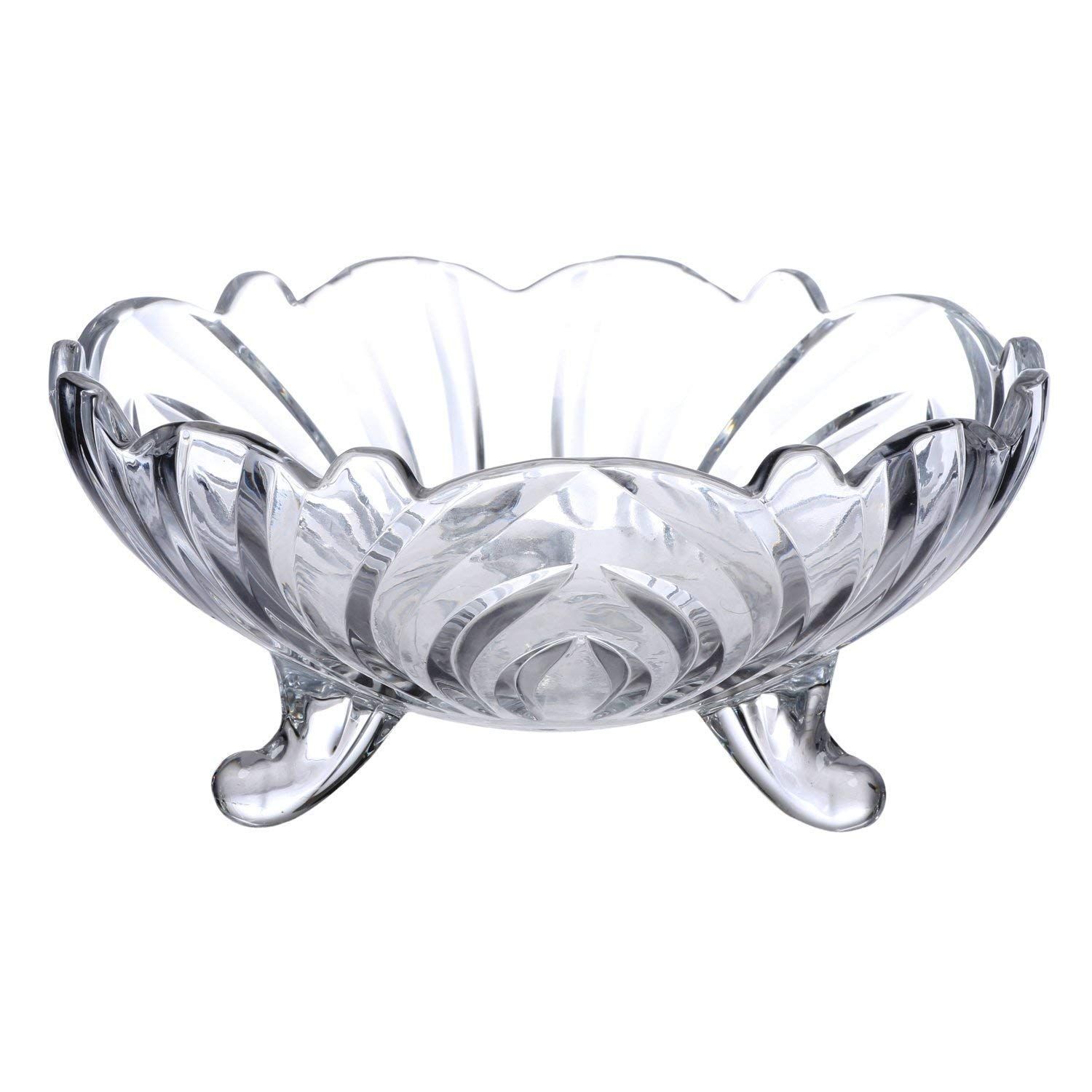 Crystal Glass Fruit Bowl Dry Fruit Plate Three-Legged Snack Candy Plates for Home, Restaurants and Companies