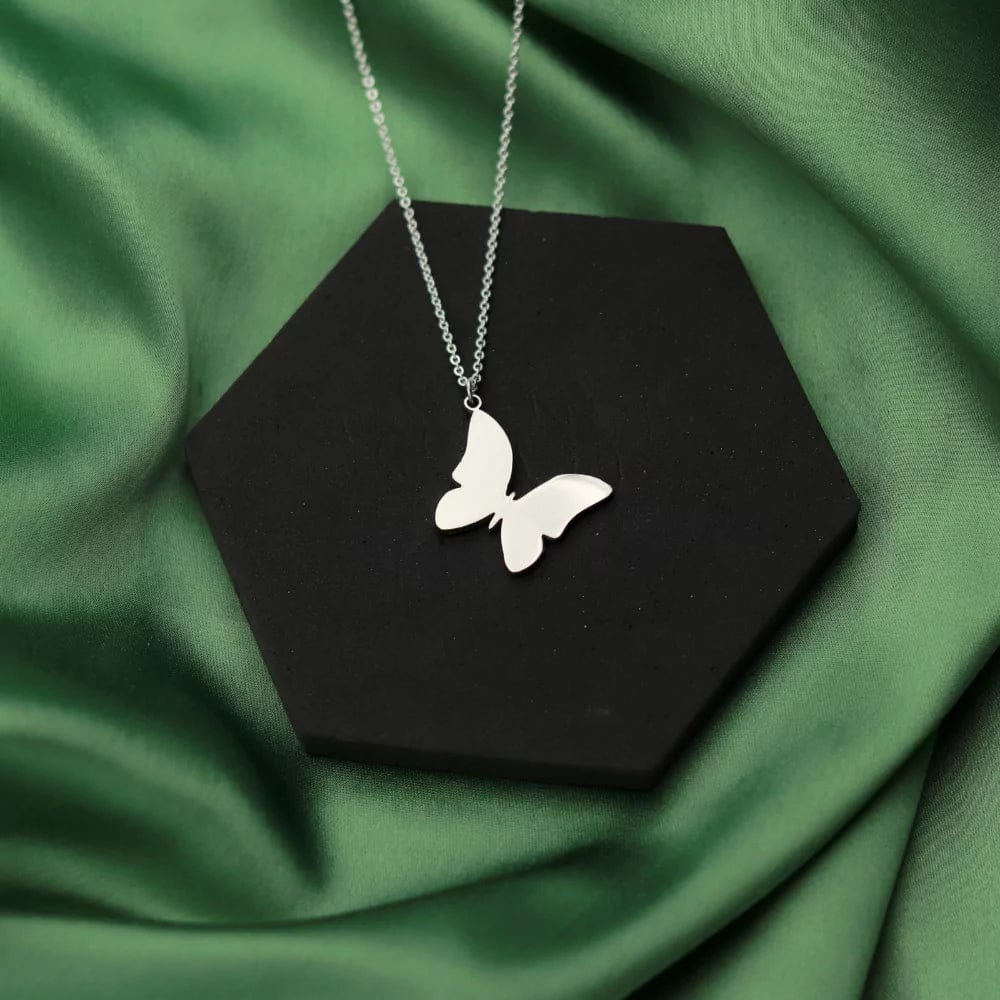 Butterfly Pendant Necklace-Silver
