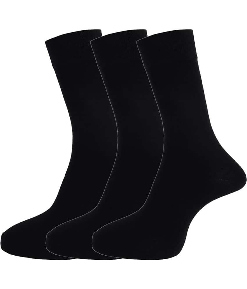 Dollar - Cotton Men's Solid Black Full Length Socks ( Pack of 3 )