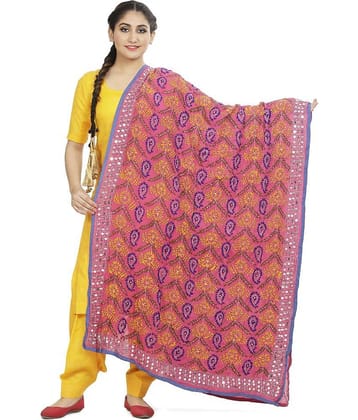 SAHEJ SUITS Pink Georgette Hand Embroidered Dupatta