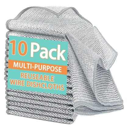Non-Scratch Wire Dishcloths, Silver (Pack Of 10)