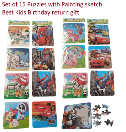 Puzzle  with sketch to paint on back- 15 Sets