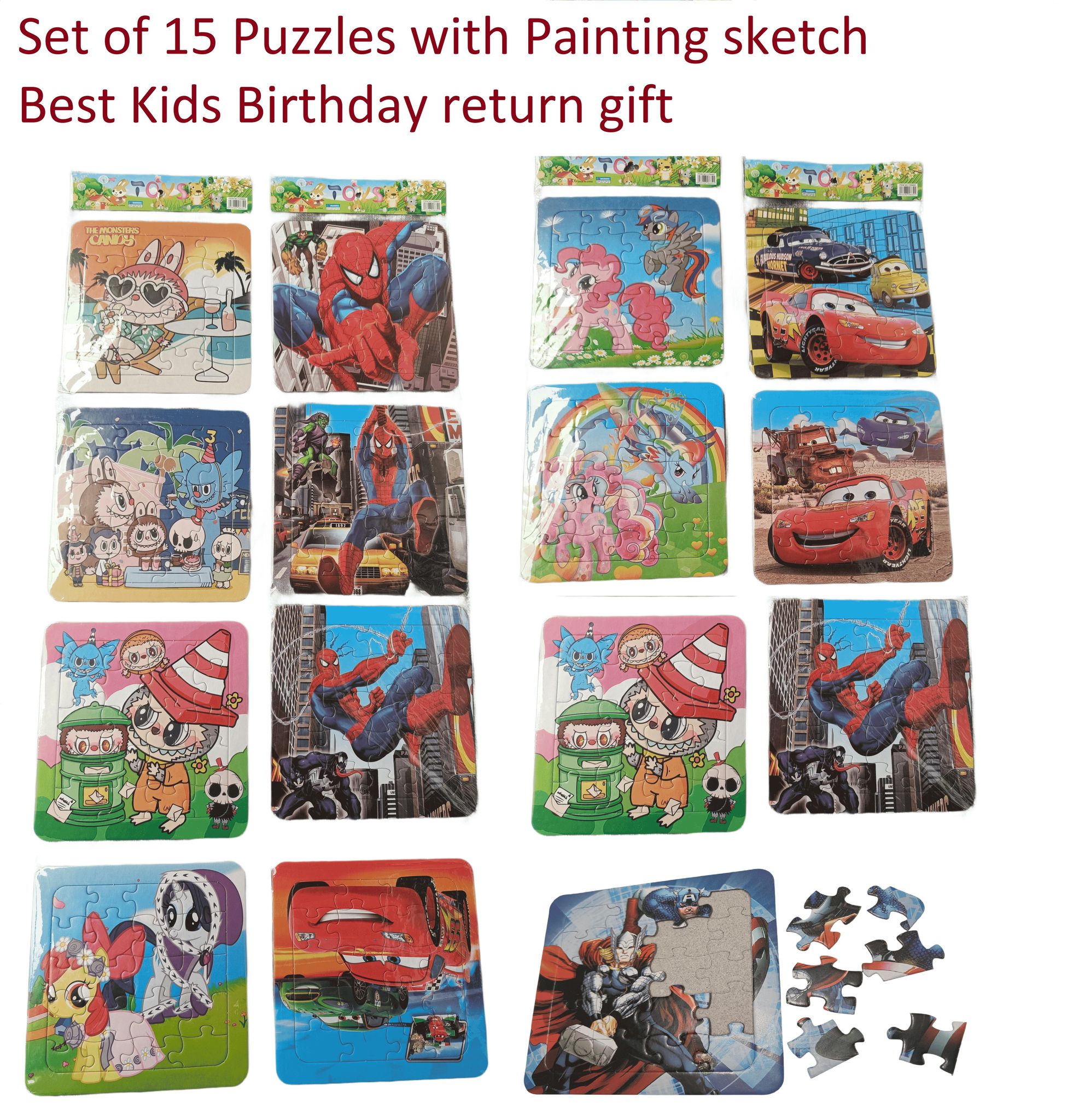 Puzzle with sketch to paint on back- 15 Sets