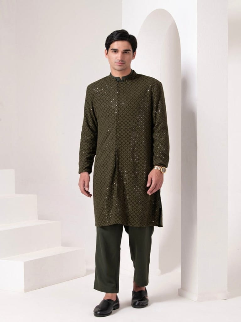 Seq Emb Jacket Kurta 3 Piece Set - Kurtas & Kurta Sets | Buy online on ZillyBuy
