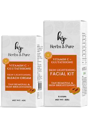 Skin Lightening Vitamin C & Glutathione Facial kit ( 60 GM ) & Bleach (43gm)