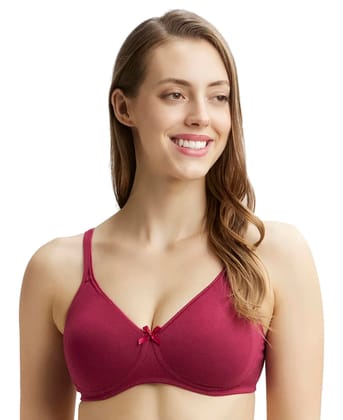 Jockey 1722 Women's Wirefree Non Padded Super Combed Cotton Elastane Stretch Medium Coverage Everyday Bra with Concealed Shaper Panel and Adjustable Straps_Beet Red_34B Jockey 1722 Women's Wirefree Non Padded Super Combed Cotton Elastane Stretch Medium C