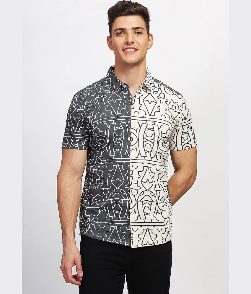 BULLMER Cotton Blend Regular Fit Printed Half Sleeves Men's Casual Shirt - Black ( Pack of 1 )
