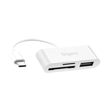 FINGERS Compacto 3-in-1 USB Hub & Card Reader (Type-C to SD, MicroSD, USB 2.0 Port FINGERS Compacto 3-in-1 USB Hub & Card Reader (Type-C to SD, MicroSD, USB 2.0 Port