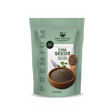 "Krop Kulture Premium Chia Seeds | 100% Natural Superfood for Weight Loss, Omega-3 & Protein | Rich in Fiber | Farm Fresh & Value Pack"