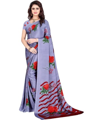 LEELAVATI Crepe Printed Saree With Unstitched Blouse Piece ( Multicolor )
