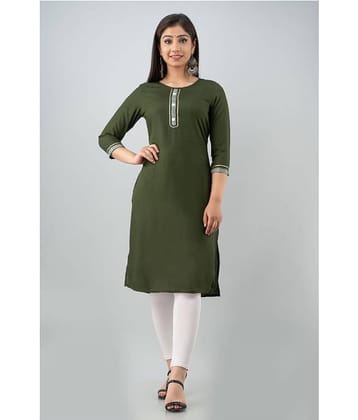 Frionkandy - Green Rayon Women's Straight Kurti ( Pack of 1 )