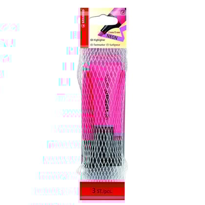 Stabilo | Neon Highlighter Pen | Pink Pack Of 3