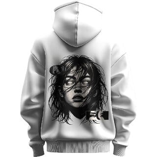 BULL CLOTHING Men's Haunting Eyes White Hoodie   Premium 280 GSM Fleece for Ultimate Comfort and Style (XL)