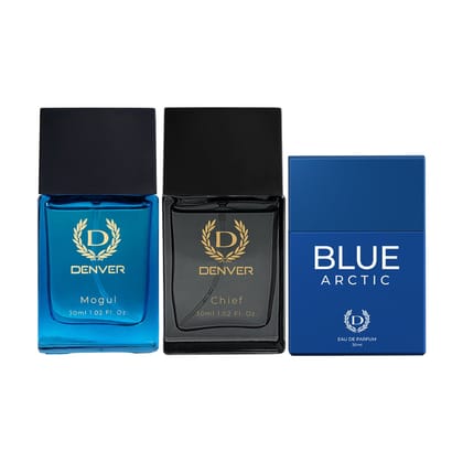 Denver Pack of 3 Perfumes (Mogul + Chief + Blue Arctic) - 30ml Each Denver Pack of 3 Perfumes (Mogul + Chief + Blue Arctic) - 30ml Each