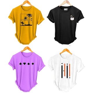(Pack Of 4) Fashlook Printed T-Shirts for Men - Stylish & Comfortable Casual Wear (Multicolor)