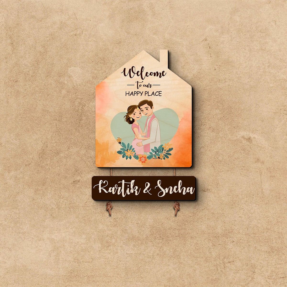 Hut With Couple Name Plate-Cute Couple / Hut Name Plate
