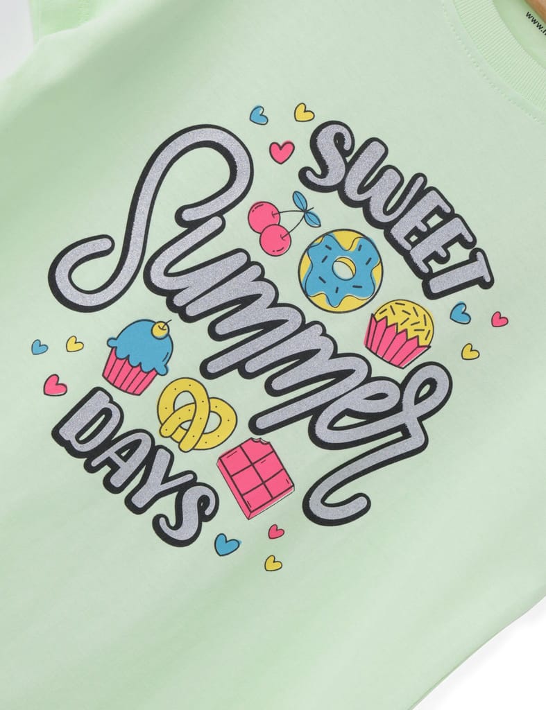 Modern Kids Girls T shirt Cotton Patina Green Sweet Summer 2025 at ShopCircuit | ONDC