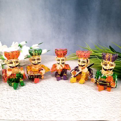 Rajasthani Musician Showpiece | Babla Musicians - For Table & Home Decor - 4 Inch -Set of 5