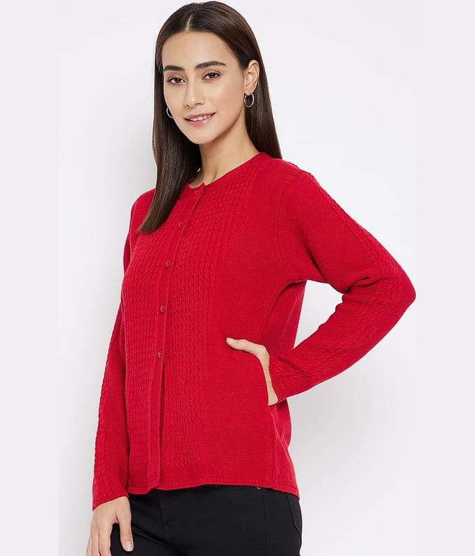 Clapton Acrylic Red Buttoned Cardigans