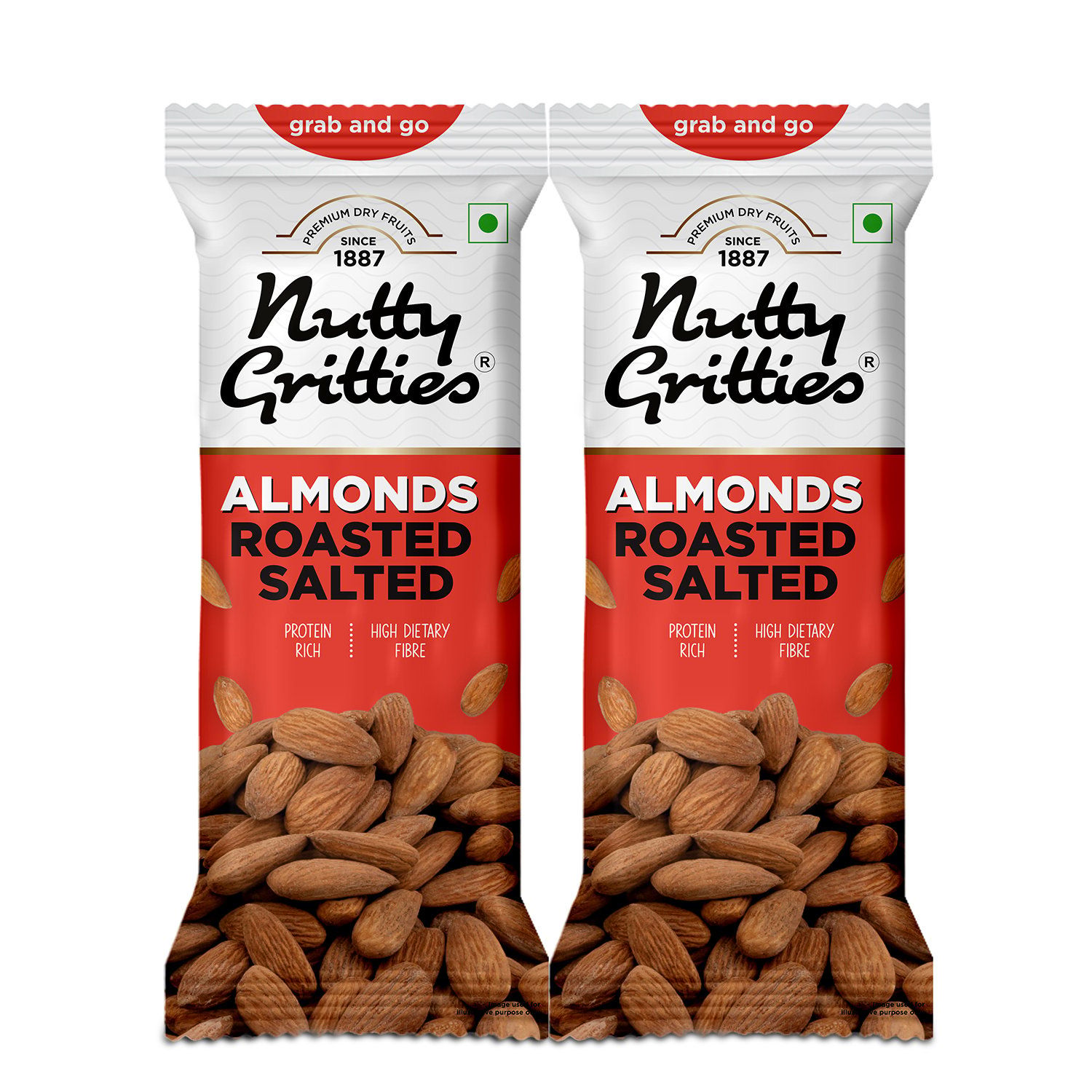 Nutty Gritties Premium California Roasted and Lightly Salted Almonds, 80 gm