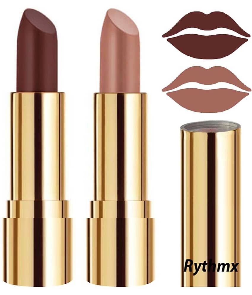 Rythmx Brown,Nude Matte Creme Lipstick Long Stay on Lips Multi Pack of 2 8 g
