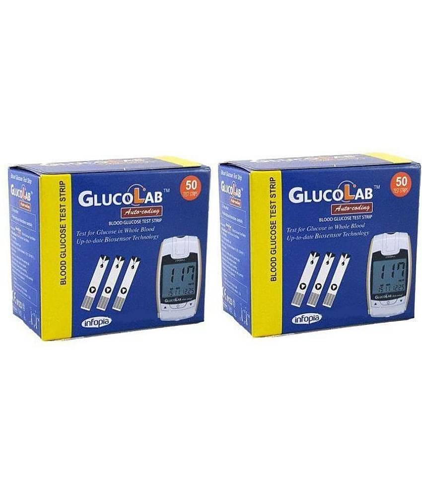 Glucolab Blood Glucose Test Strips - 100 Strips (Pack of 2X50)