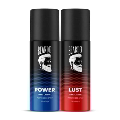 Beardo Power & Lust Perfume Body Spray (Set of 2) Get compliments with Long lasting Fougere, Aromatic Deodorant Brand | Christmas gift for men | Gift For Friends | Gift for Men Beardo Power & Lust Perfume Body Spray (Set of 2) Get compliments with Long l