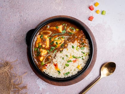 Schezwan Chilli Paneer Exotic Veggies - Low GI Rice Bowl