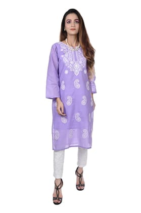 MRS RIGHT CHIKANKARI COTTON KURTI FOR WOMEN AND GIRLS