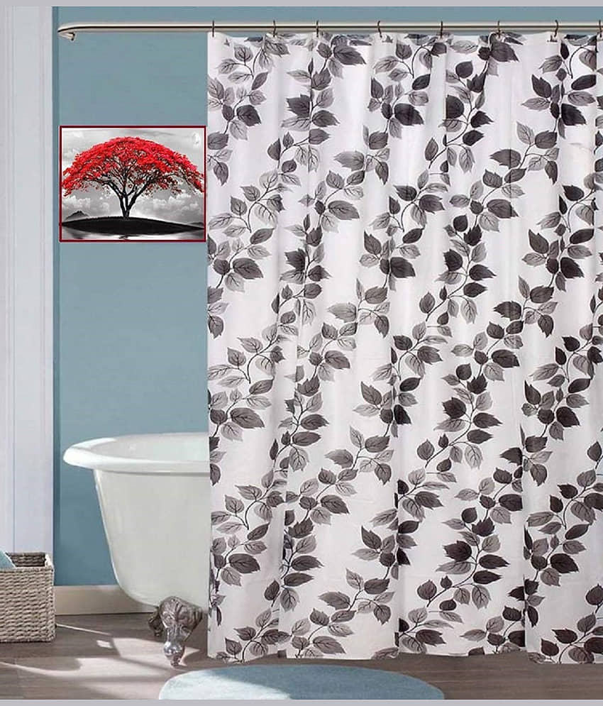 CASA FURNISHING Black PVC Shower Curtain ( Single )