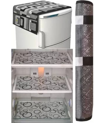 Crosmo Polyester Floral Printed Fridge Mat & Cover ( 64 18 ) Pack of 5 - Multicolor