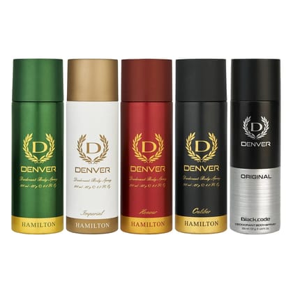 Hamilton, Imperial, Honour, Caliber and Black Code Combo Deodorant Spray - For Men (1000 ml, Pack of 5)