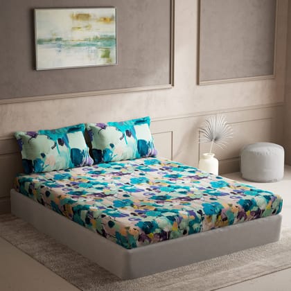 DDECOR - Maxima Collection 100% Cotton Abstract Pattern 136TC Super King |274 CM X 274 CM| Turqouise