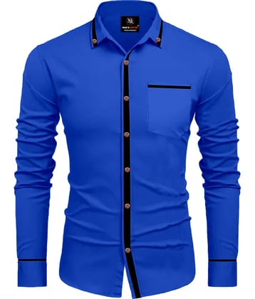 MAN'S SUITUP Cotton Blend Regular Fit Solids Full Sleeves Men's Casual Shirt - Navy blue ( Pack of 1 )