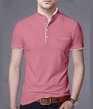 ENITOR Men Cotton Blend Regular Fit Solid T-Shirt ( Peach )