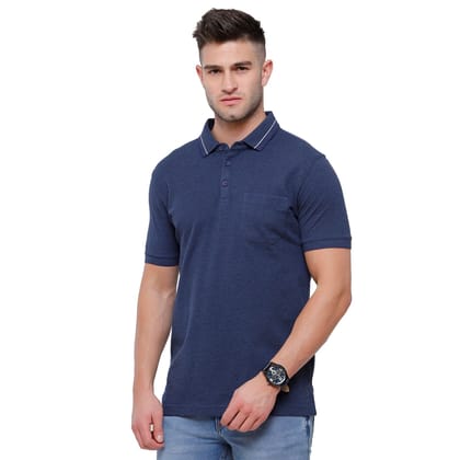 Classic Polo Men's Denim Blue Melange Polo Half Sleeve Slim Fit T-Shirt | Toza-Denim Mel Classic Polo Men's Denim Blue Melange Polo Half Sleeve Slim Fit T-Shirt | Toza-Denim Mel