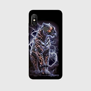 Yug Emporium REDMI NOTE 6 PRO 3D BLACK LION, CRAFTING THE KING OF BEASTS (Mobile Back Cover, Black)